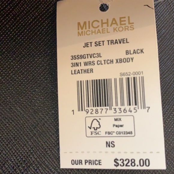 MICHAEL KORS 3 IN1 WRISTLET CLUTCH CROSSBODY BLACK - Picture 13 of 13